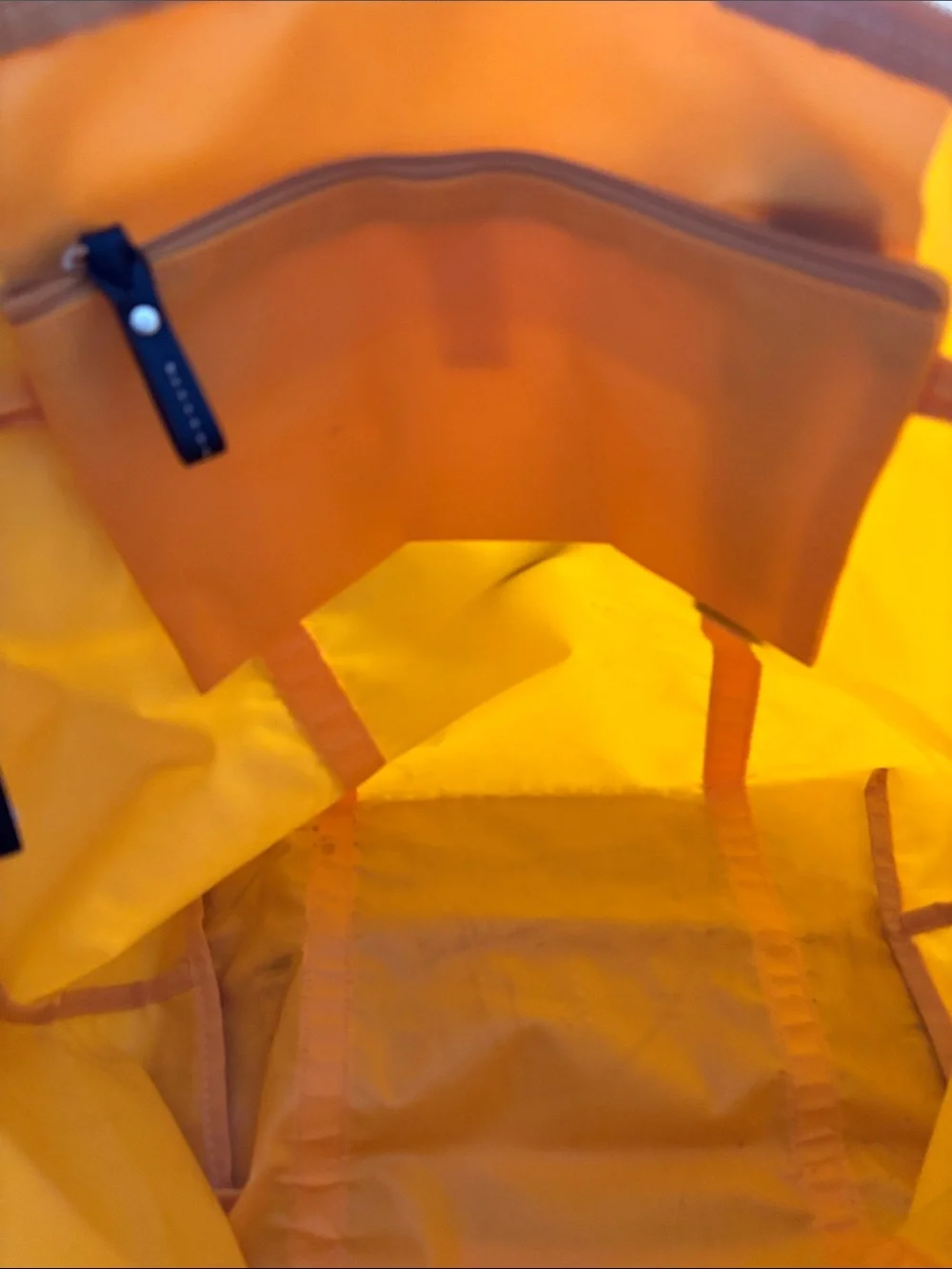 Bric's Yellow Nylon Tote with brown Leather Trim